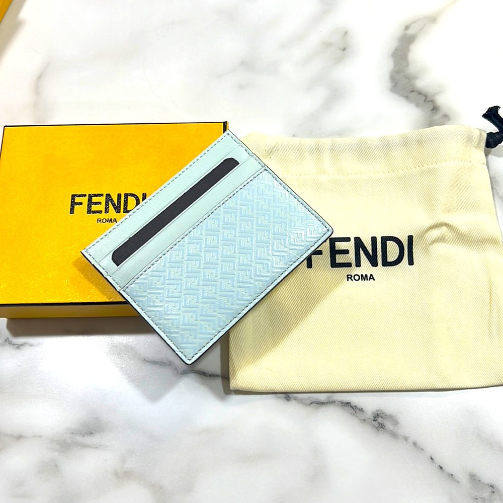 Fendi Logo Print Leather Card Case